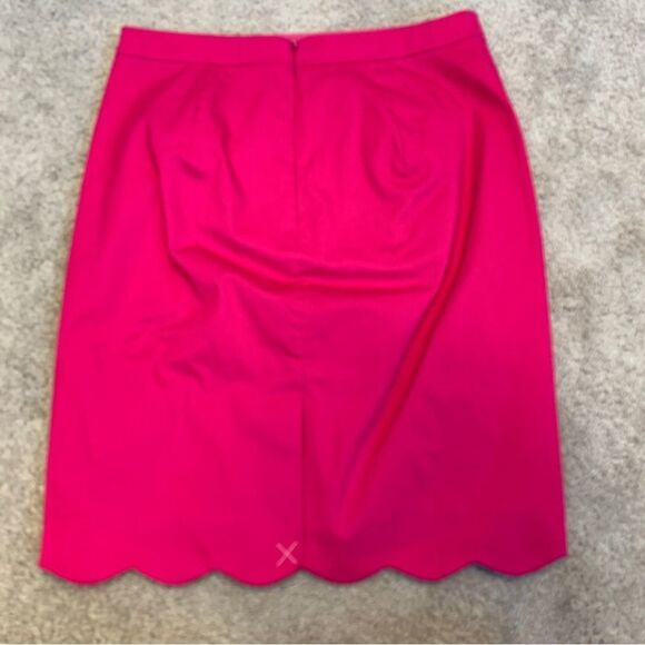j. Crew hot fuchsia pink scalloped hem pencil skirt Sz 6 NWT - Picture 3 of 9